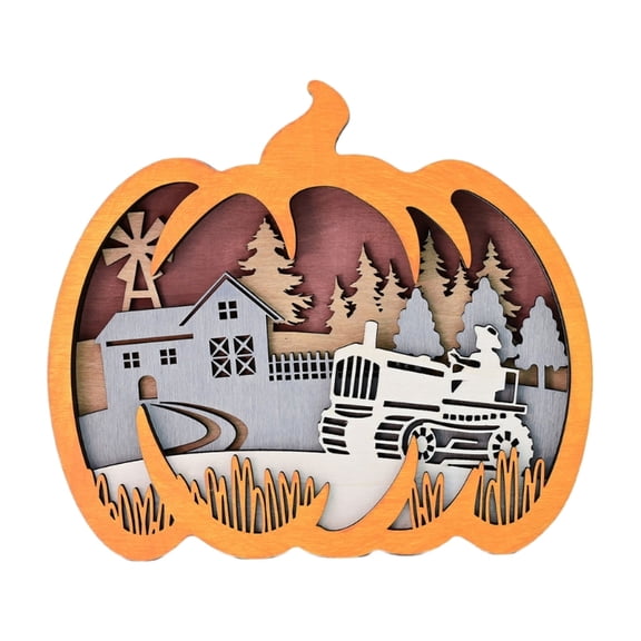 AOOOWER Seasonal Harvest Wood Carving Pumpkin Sculpture Centerpieces Nontoxic Display