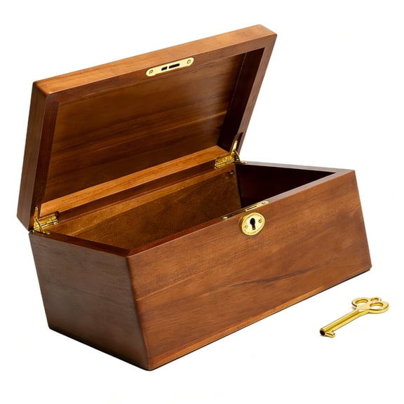 AOOOWER Secure Solid Wood Storage Chest with Lock and Key for Valuables Privacy Wheels Included