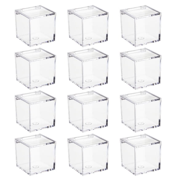 AOOOWER Set Of 12 Clear Candy Packaging Boxes Storage Cases for Sweets and Cookie Square Cube Containers