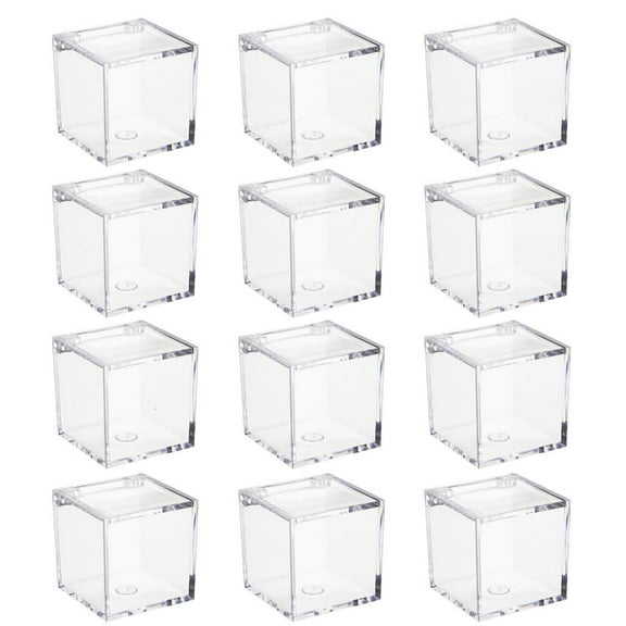 AOOOWER Set Of 12 Clear Candy Packaging Boxes Storage Cases for Sweets and Cookie Square Cube Containers