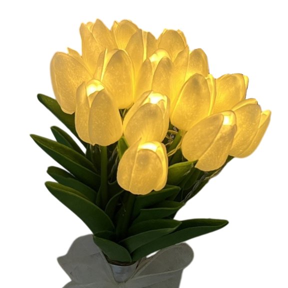 AOOOWER Set Of 15 Artificial Tulips Flower Lights Romance Glowing For Bedroom Party Decors