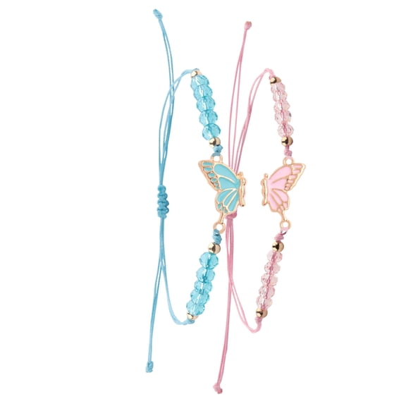 AOOOWER Set Of 2 Butterfly Matching Friendship Bracelets for Couples and Girls Jewelry