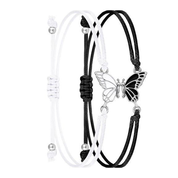 AOOOWER Set Of 2 Butterfly Matching Friendship Bracelets for Couples and Girls Jewelry