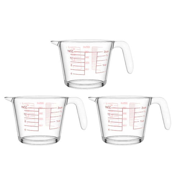 AOOOWER Set Of 3 Glass Measuring Cups With Clear Measurements Kitchen Baking Equipment For Home And Professional Use