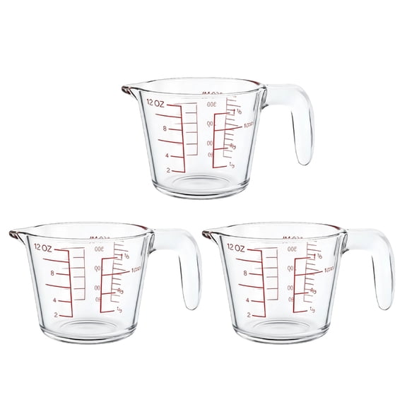 AOOOWER Set Of 3 Glass Measuring Cups With Clear Measurements Kitchen Baking Equipment For Home And Professional Use