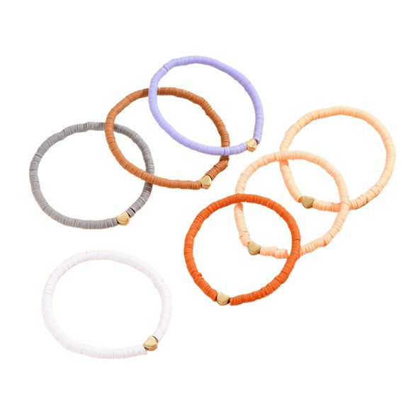 AOOOWER Set of 7 Colorful Heart Accent Soft Clay Ankle Bracelets Stylish Anklet Jewelry