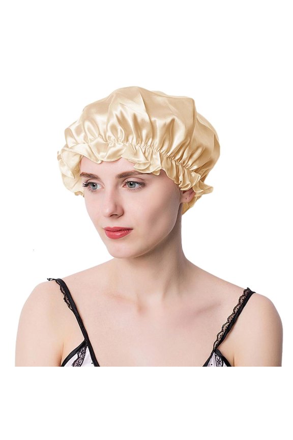Silk Sleep Cap for Women Soft Elastic lShower Cap for Bathing Female Hair Bonnet