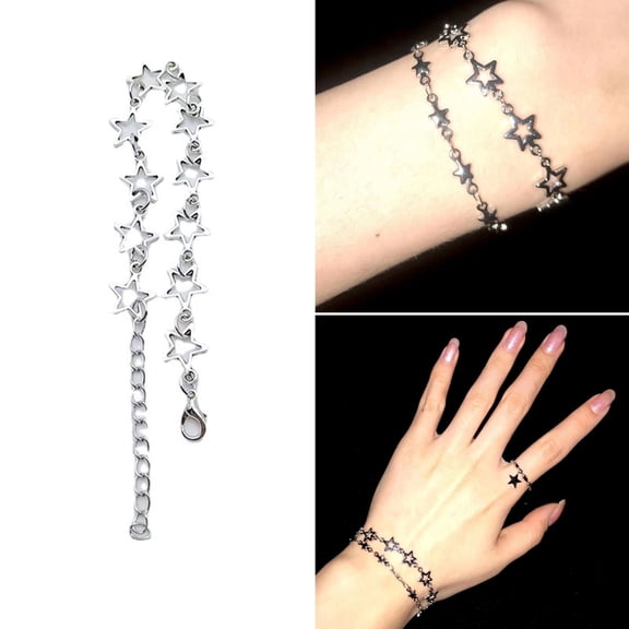 AOOOWER Simple Five-pointed Star Bracelet Stainless Steel Couple Bracelets Jewelry