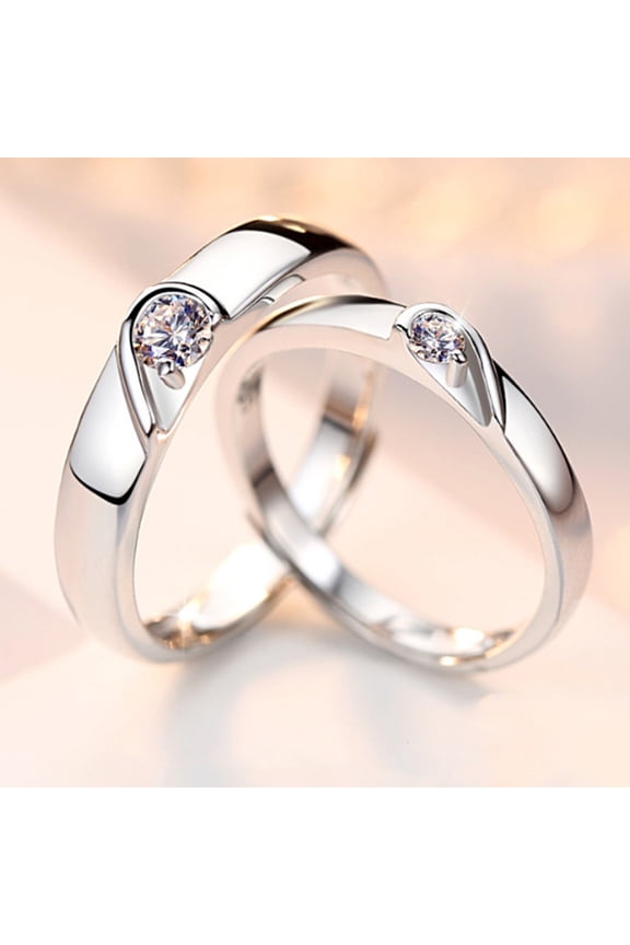Simple Heart Shape Matching Lover Ring Friendship Adjustable Couple Rings Jewelry Decor Promise Wedding Ring Band Sets