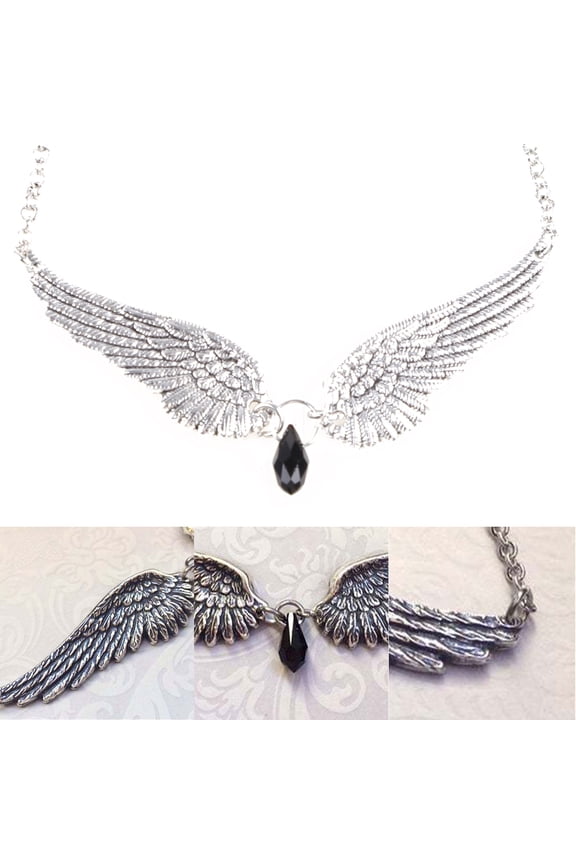 Simple Pendant Angel Wings Necklace Jewelry Sliver Chain Fashion Punk Jewelry