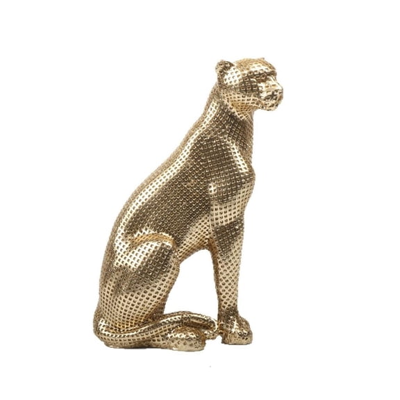 AOOOWER Sitting Leopard Figurine Gold Cheetah Sculpture for Living Room Shelf Decors