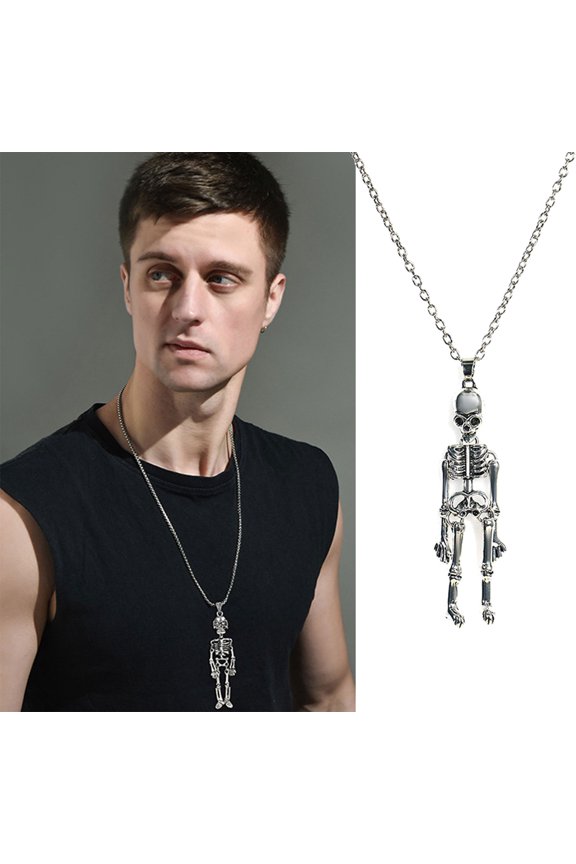 Skeleton Necklace Punk Pendant Necklace Jewelry for Unisex Party Home Decor