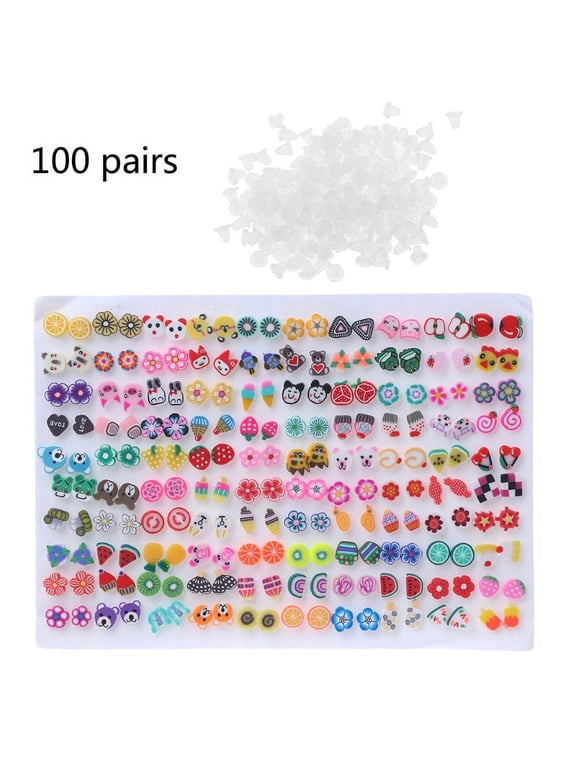 Small Acrylic Stud Earrings for Women for Sensitive Ears Assorted Jewelry Set 100 Pair