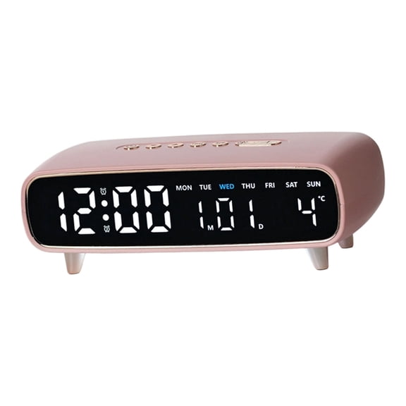 AOOOWER Small Digital Desk Clock with Moon Phase Display and Adjustable Alarm