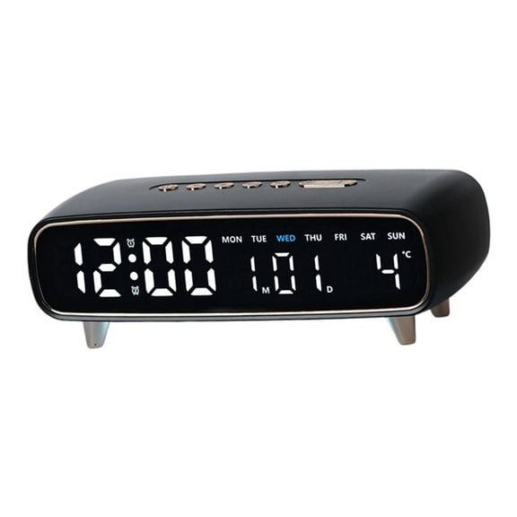 AOOOWER Small Digital Desk Clock with Moon Phase Display and Adjustable Alarm