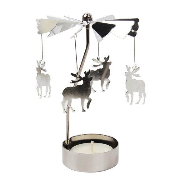 AOOOWER Snowflake Deer Candle Holder Creative Rotating Candlestick Spinning Light Holder
