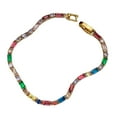 thumbnail image 1 of AOOOWER Sophisticated Retro Styles Square and Round Colorful Diamonds Necklace and Bracelet Ensembles Jewelry Accessory, 1 of 14