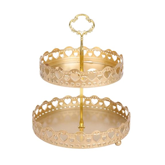 AOOOWER Space Saving 2 Tiered Fruit and Snacks Holder for Kitchen Or Dining Room Vegetable Storage Rack Candy Nut Serving Plate