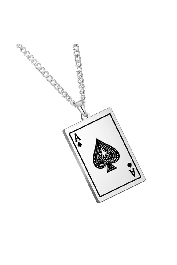 Spade Playing Card Necklace Adjustable Chain Necklace Present for Man Woman