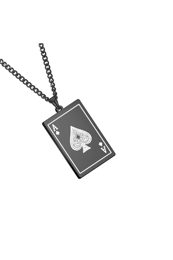 Spade Playing Card Necklace Adjustable Chain Necklace Present for Man Woman