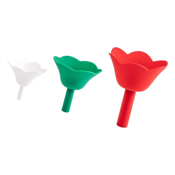 AOOOWER Spill Resistant Silicone Flower Funnel 3 Piece Set Dishwasher Friendly High Temperatures Resistance For Liquids Oils Kitchen Use