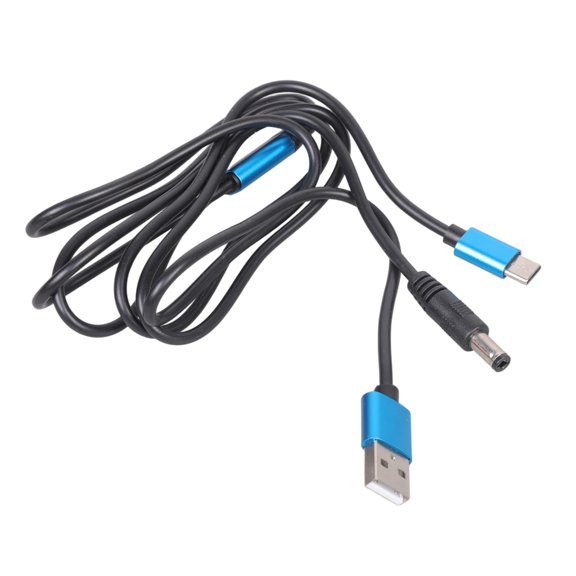 AOOOWER Splitter Charging Cable Powe Cord With USB to USB C And 5.5x2.5mm Tip Detailing For Low Power 5V Electronics Black