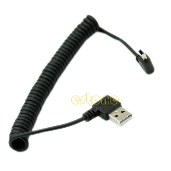 AOOOWER Spring Coiled USB 2.0 Male to Mini USB 5 Pin Data Sync Charger Cable