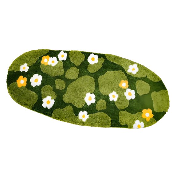 AOOOWER Spring Floral Bath Mat For Home Decoration In Soft Polyester With Nonslip Backing