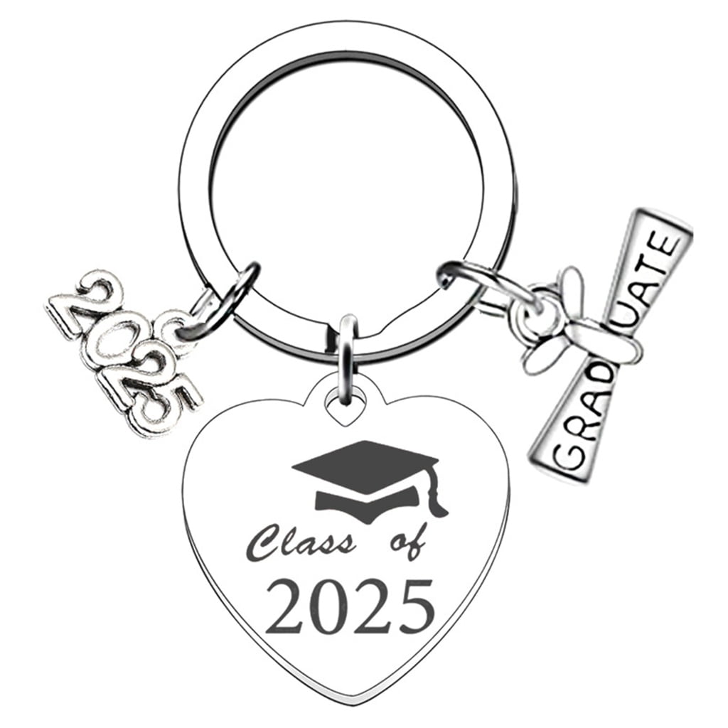 AOOOWER Stainless Steel 2025 Graduation Keychain Engraved Key Rings ...