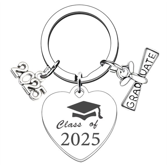 AOOOWER Stainless Steel 2025 Graduation Keychain Engraved Key Rings Graduation Key Holder Gift for College Graduated Student