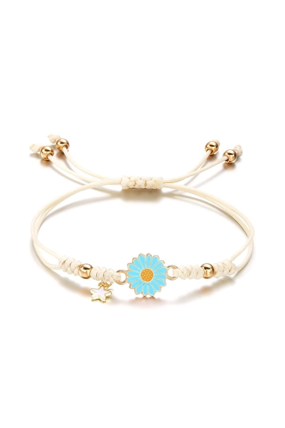 Star Flower Daisy Bracelet Women Adjustable Rope Bracelet Strap Jewelry Suitable for Friendship and Couples Present