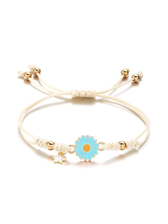 Star Flower Daisy Bracelet Women Adjustable Rope Bracelet Strap Jewelry Suitable for Friendship and Couples Present