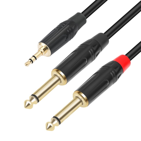 AOOOWER Stereo 3.5mm to 2x 6.35mm Cord Y Splitter Adapter Cable Compatibility with Mixer and Amplifiers 1m/2m/3.0m
