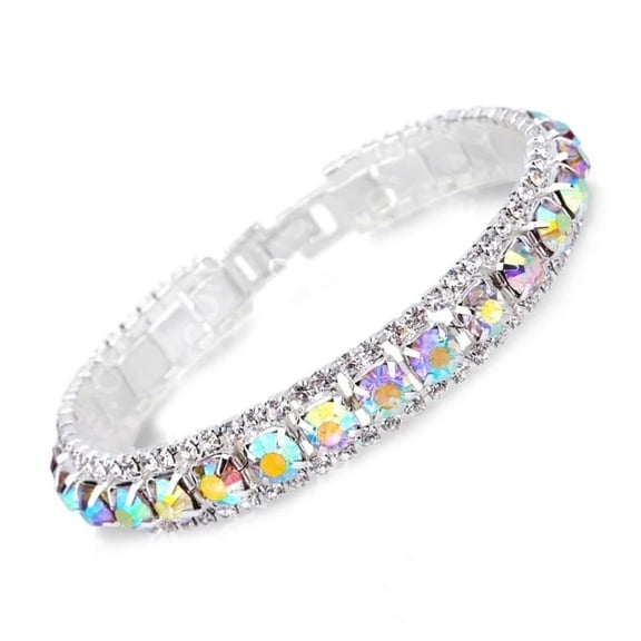 AOOOWER Sterling Silver Color Bracelet with Austrian Crystals for Fashionable Women