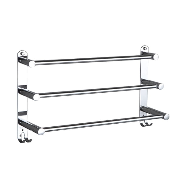 AOOOWER Stretchable Adjustable Stainless Steel Towel Bar 3-Tier Flexable Bathroom Rack Wall-Mounted Hand Towel Dish Cloths Hanger Holder Punch-Free