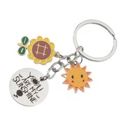 AOOOWER Sturdy Stainless Steel Key Holder Featuring Positive Sun Motifs Stylish Keychain Pendant Accessory for All Ages