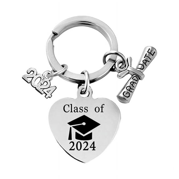AOOOWER Stylish Graduation Keychain Stainless Steel Keychain Graduation Key Holder Graduate Keyring Perfect for Teenager Student