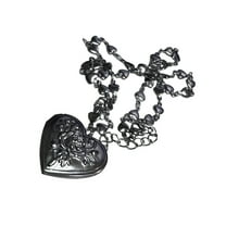 AOOOWER Stylish Heart Locket Necklace with Detailed Engravings Multifuntional Women Neck Jewelry Suitable for Various Outfits