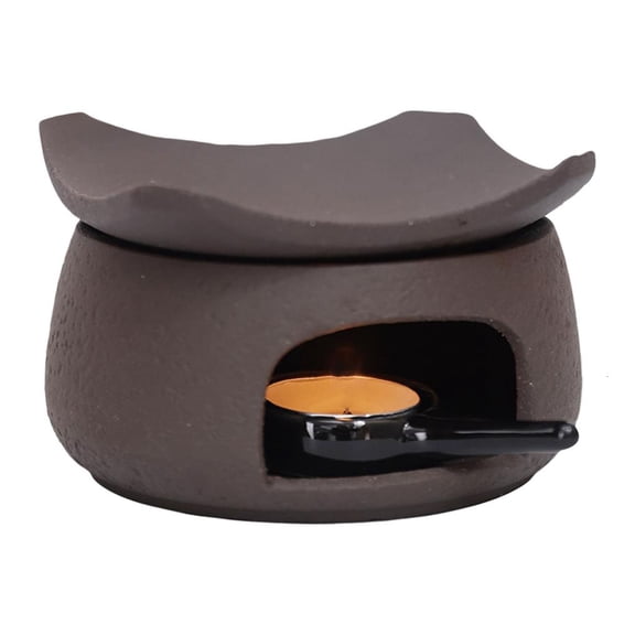 AOOOWER Tea Table Scent Diffuser with Tealight Holder, Ceramic Fragrances Burners in Matte Clay Texture for Study Room Decors, Gentle Heat Release, Calm Interior