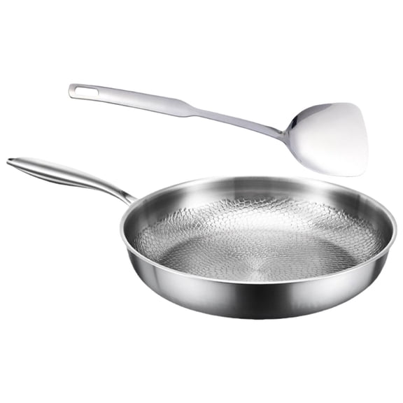 AOOOWER Titaniums Pan for Cooking Nonstick Waved Textured Hammered Cooking Frying Pan with Spatula Kitchen Cookware