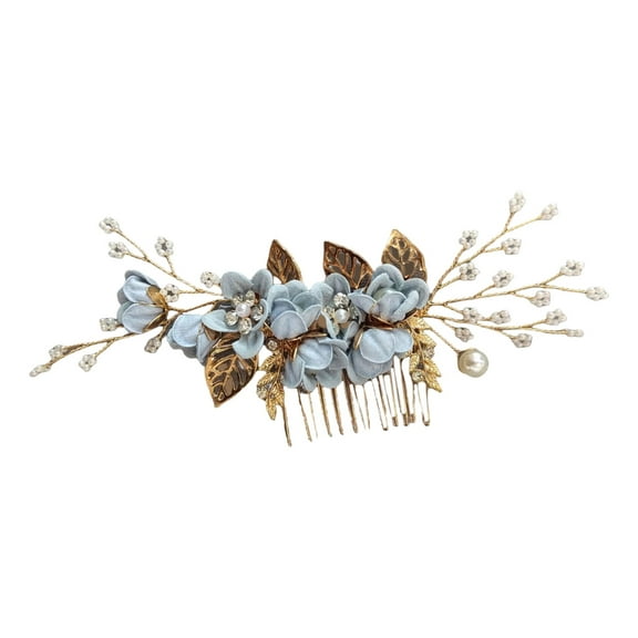 AOOOWER Traditional Hair Clip Delicate Hair Comb with Rhinestones and Artificial Pearls