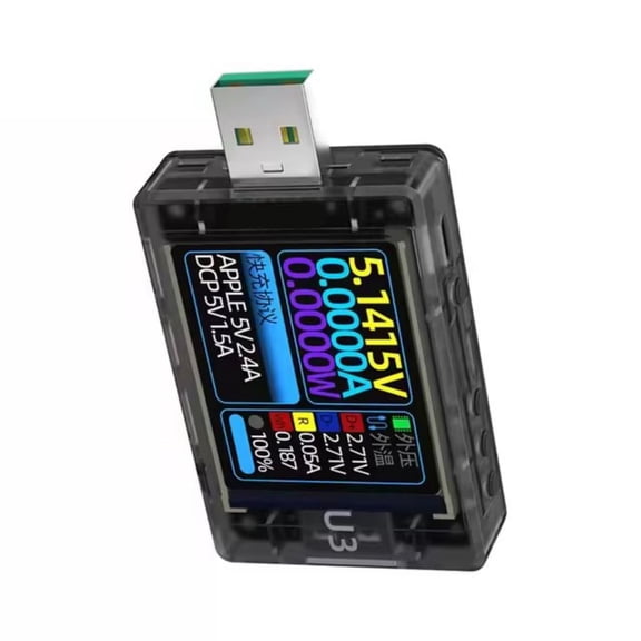 AOOOWER U3 USB Tester Current Voltage Meter QC5 PD3.0 2.0 Fast Charging Protocol Capacity Monitors Ripples Spectrum Tester
