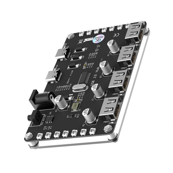 AOOOWER USB 2.0 4 Port Hub With LED Light Replacement Adapter Board Auxiliary Power