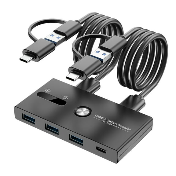 AOOOWER USB C & USB 3.0 KVM Switcher Allows Quick Device Swapping Between Two Computers Supports Printers And More