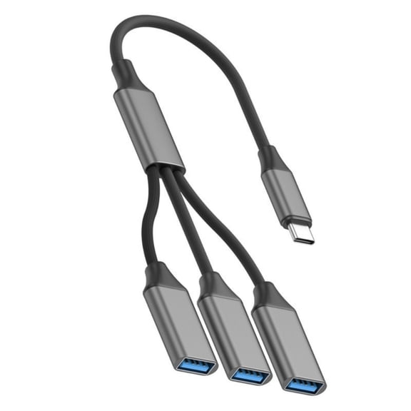 AOOOWER USB C to 3 Port USB 2.0 Hub OTG Adapters Braided Cable Data Transfer for Phone Tablet Laptop Charging Multiple Devices