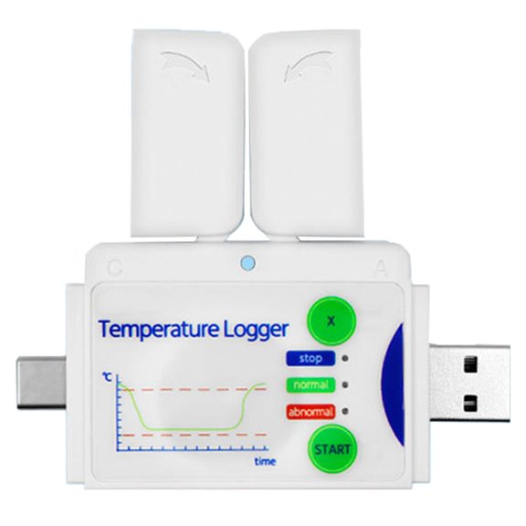 AOOOWER USB Temperature Data Logger Meter with Double Connectors 8640 Points for Reliable Cold Chain Transportation Tracking