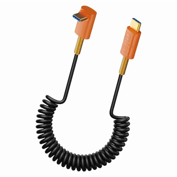 AOOOWER USB Type C Spring Coiled Cable Wire Double Male End Connectors Wire 240w Fast Charging Cord for Laptops Phones Tablet