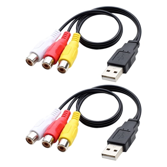 AOOOWER USB to 3RCA Female Jacks Splitter Cables with EMIs RFI Shielding Flexible PVC Jackets for Sound Video Output