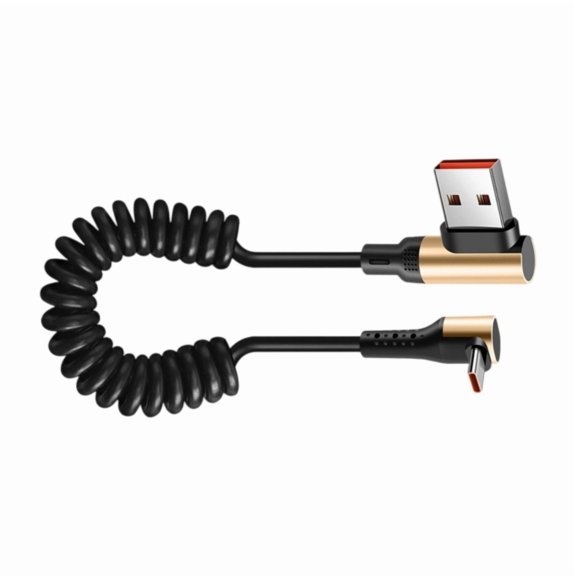 AOOOWER USB to Type C 90 Degree Angled End Cable Plastic Texture for Portable Devices