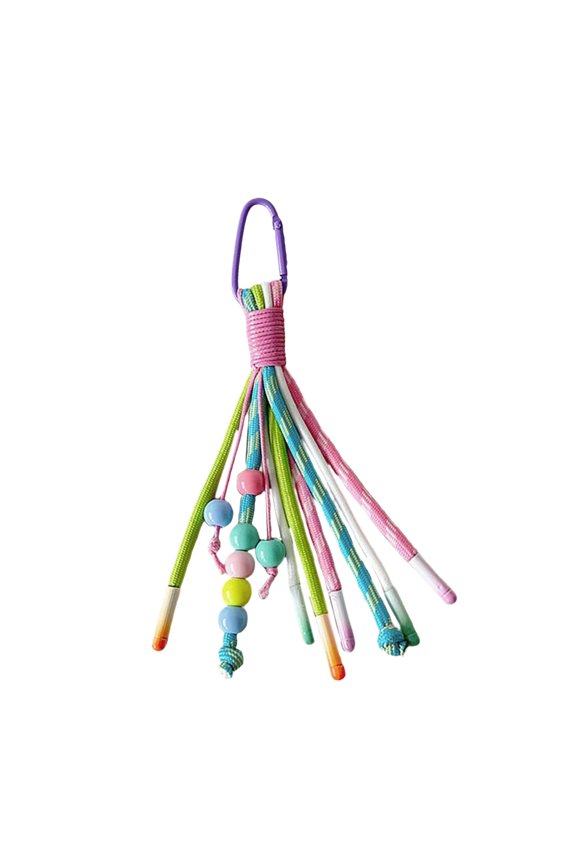 Unique Braided Keychain in Ethnic Colors Vivid Beaded Keychain With Braided Designs Bag Pendant Charm For Everyday Use